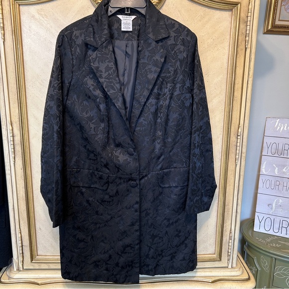 George Jackets & Blazers - George Black Jacquard Leaf Mid Length Jacket Coat